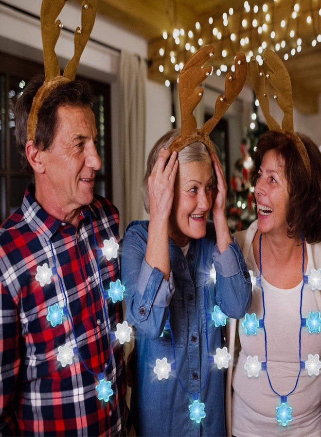 Traplace 3PCS Christmas Light Necklace Light up, 3 Glow Modes Christmas Accessories, 7 Light Bulbs Blue White Snowflakes, Wearable Xmas Party Favors for Ugly Sweater Parties, New Year Party Supplies - Image 5